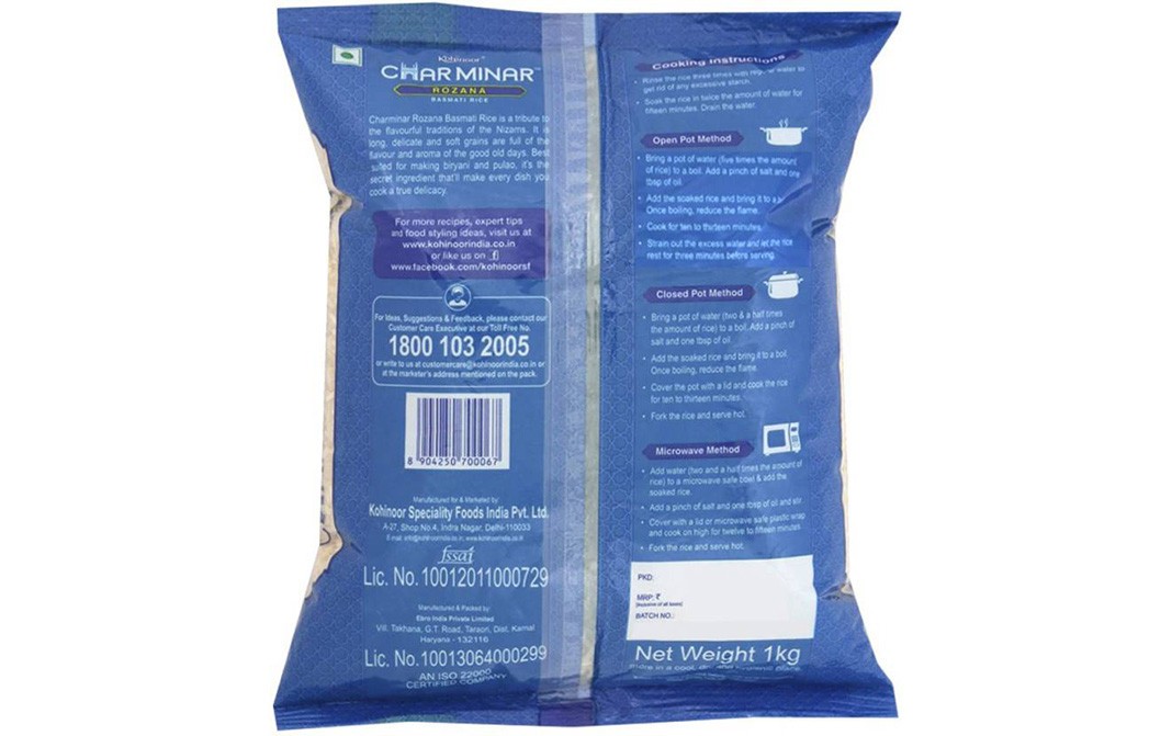 Kohinoor Char Minar Rozana Basmati Rice   Pack  1 kilogram